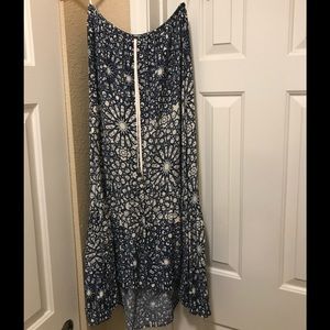 Lovestitch blue and cream pattern maxi skirt